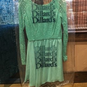 Beautiful turquoise lace and satin dress.